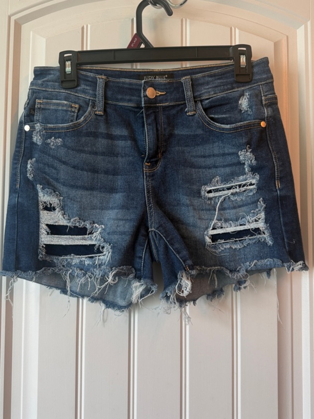 Judy Blue Dark Blue Distressed Denim Cutoff Shorts